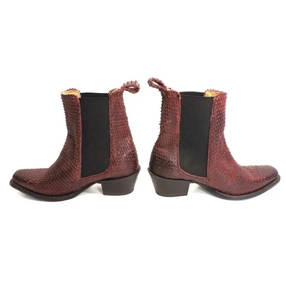 Stetson Python Snakeskin Print Chelsea Boots - Men's size 6.5 - Women's size 8 - Picture 3 of 16